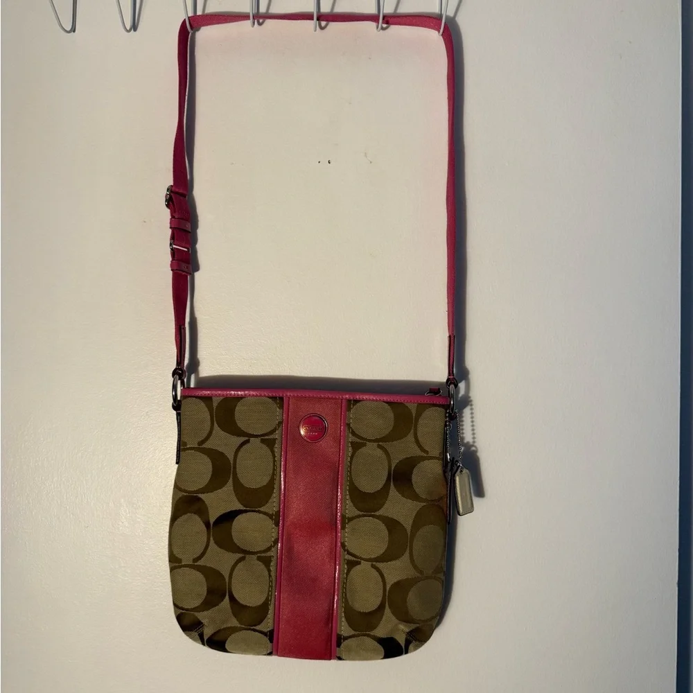 Coach Pink and Brown Crossbody Bag - Picture 1 of 9